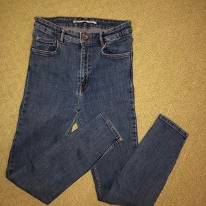 Very high rise medium wash jeans